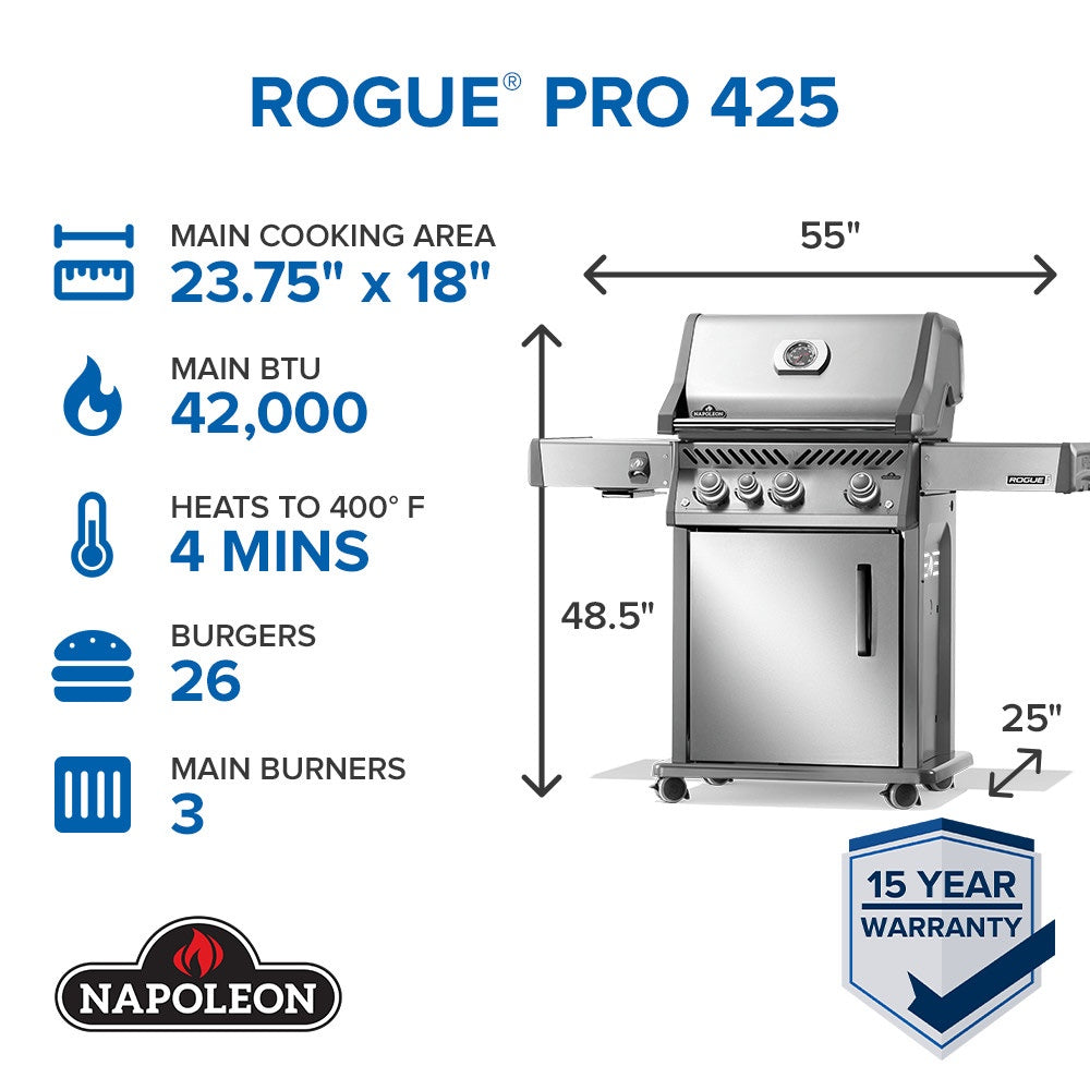 Napoleon - Rogue Pro 425 w/ IR Burner - Stainless