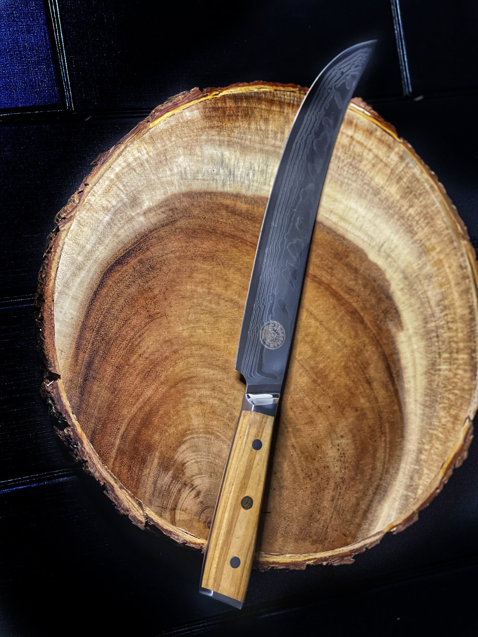 Spaceman Knives - Interstellar Scimitar Knife - Olive Wood