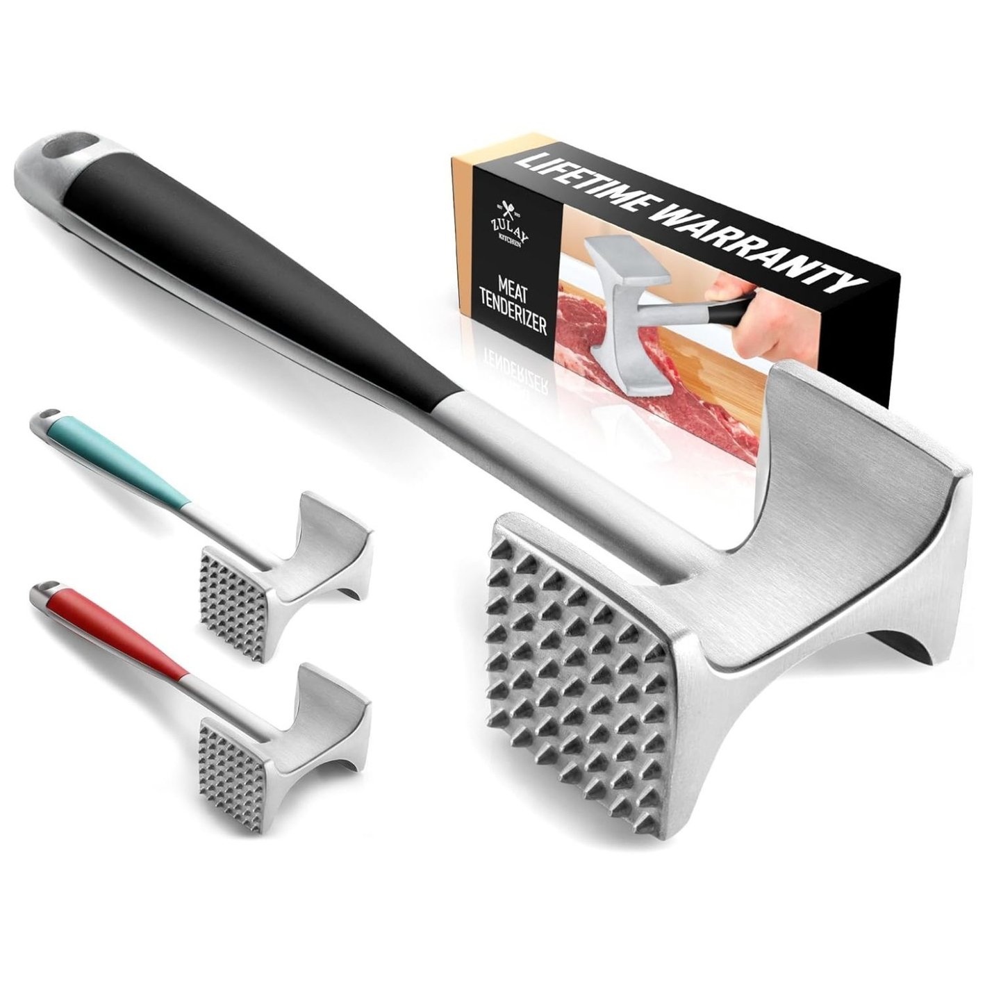 Zulay Kitchen - Dual Sided Heavy Duty Meat Hammer Tenderizer